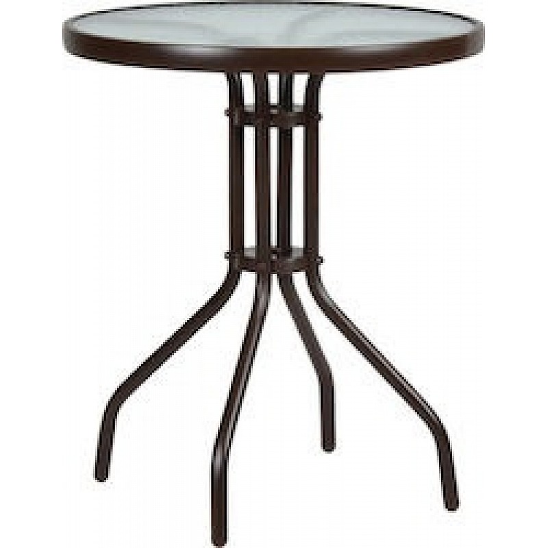 Τραπέζι μεταλλικό "LIMA-AL" σε χρώμα σκούρο καφέ 80x71