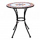 Τραπέζι στρόγγυλο "BOLERO" μεταλλικό με ψηφιδωτή επιφάνεια σε χρώμα μαύρο Φ60x71