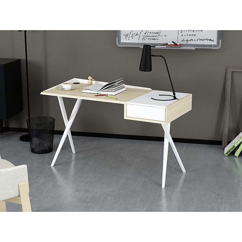 Γραφείο εργασίας σε χρώμα λευκό-δρυς 125x60x79 Γραφείο εργασίας σε χρώμα λευκό-δρυς 125x60x79
