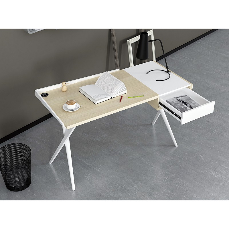 Γραφείο εργασίας σε χρώμα λευκό-δρυς 125x60x79 Γραφείο εργασίας σε χρώμα λευκό-δρυς 125x60x79