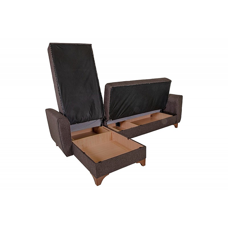 Γωνιακός καναπές-κρεβάτι "MANHATTAN" αναστρέψιμος με ύφασμα σε καφέ χρώμα 240x145x90εκ.
