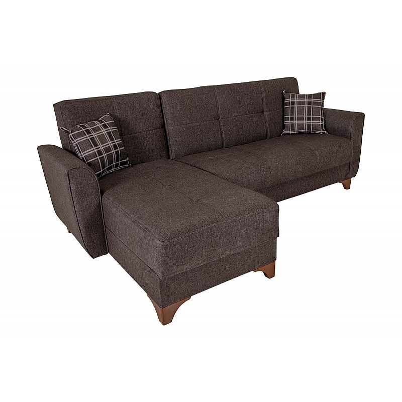 Γωνιακός καναπές-κρεβάτι "MANHATTAN" αναστρέψιμος με ύφασμα σε καφέ χρώμα 240x145x90εκ.