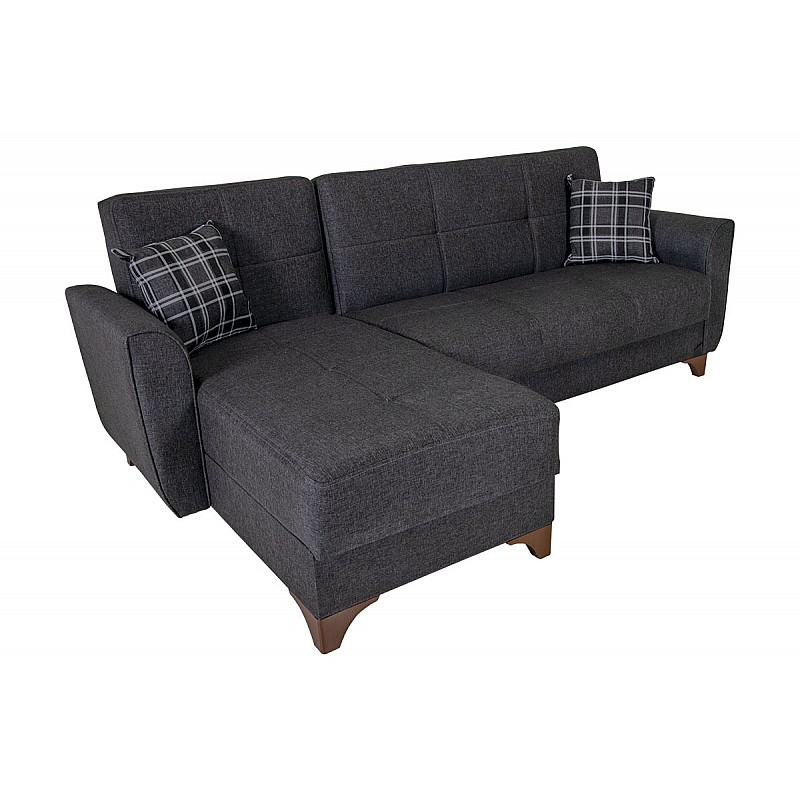 Γωνιακός καναπές-κρεβάτι "MANHATTAN" αναστρέψιμος με ύφασμα σε γκρι χρώμα 240x145x90εκ.