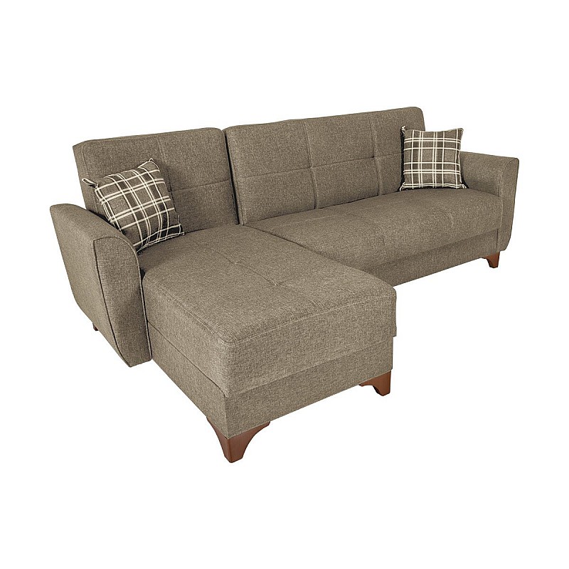 Γωνιακός καναπές-κρεβάτι "MANHATTAN" αναστρέψιμος με ύφασμα σε μπεζ χρώμα 240x145x90εκ.