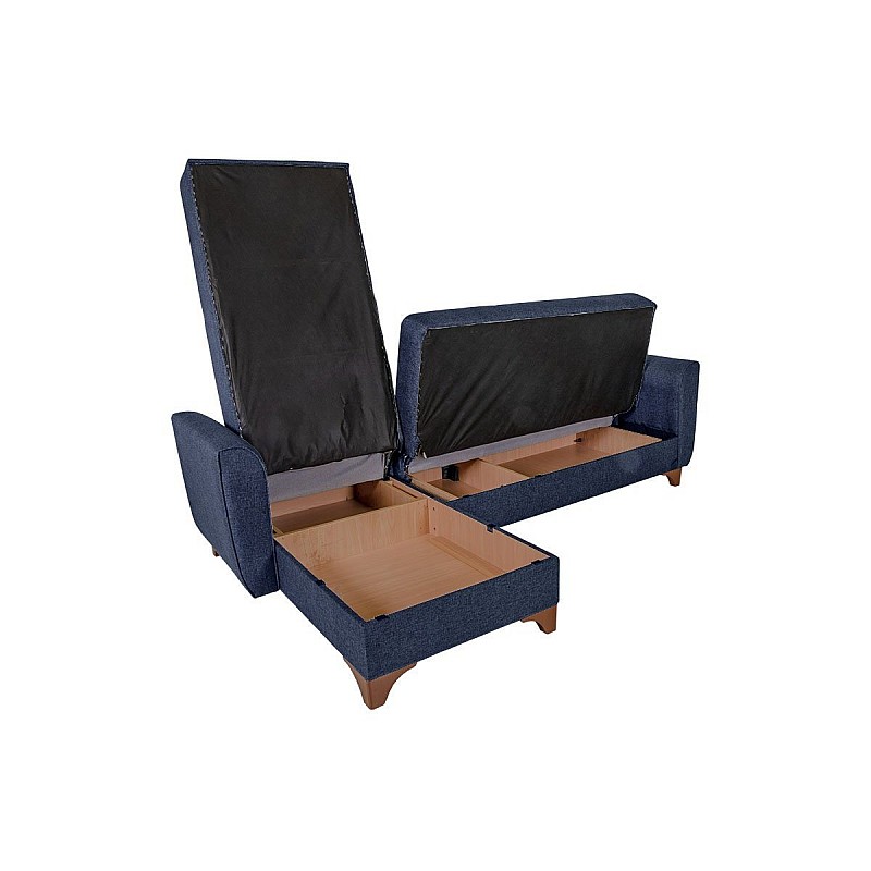 Γωνιακός καναπές-κρεβάτι "MANHATTAN" αναστρέψιμος με ύφασμα σε μπλε χρώμα 240x145x90