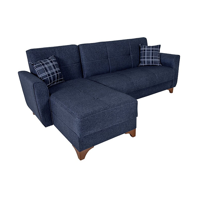 Γωνιακός καναπές-κρεβάτι "MANHATTAN" αναστρέψιμος με ύφασμα σε μπλε χρώμα 240x145x90