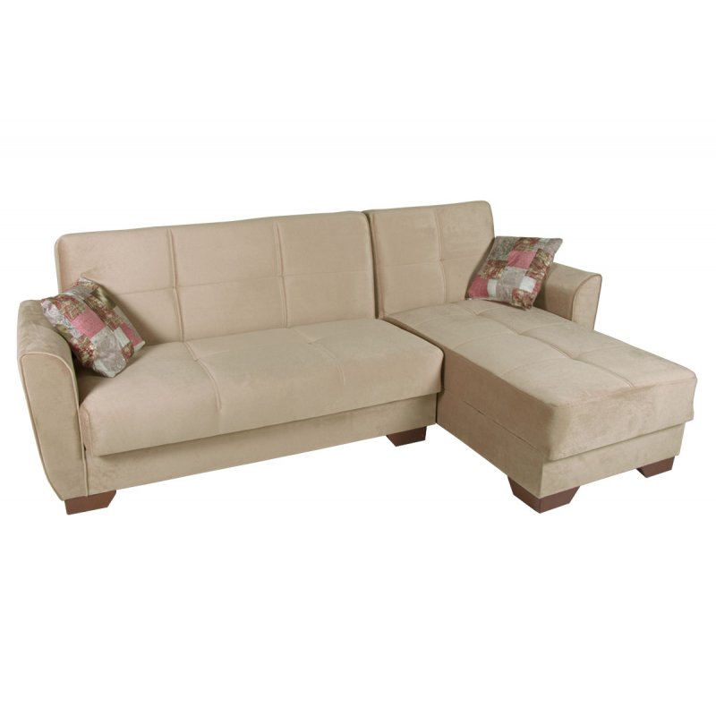 Καναπές-κρεβάτι γωνιακός "FLORIDA" υφασμάτινος σε χρώμα μπεζ/καφέ 240x145x90