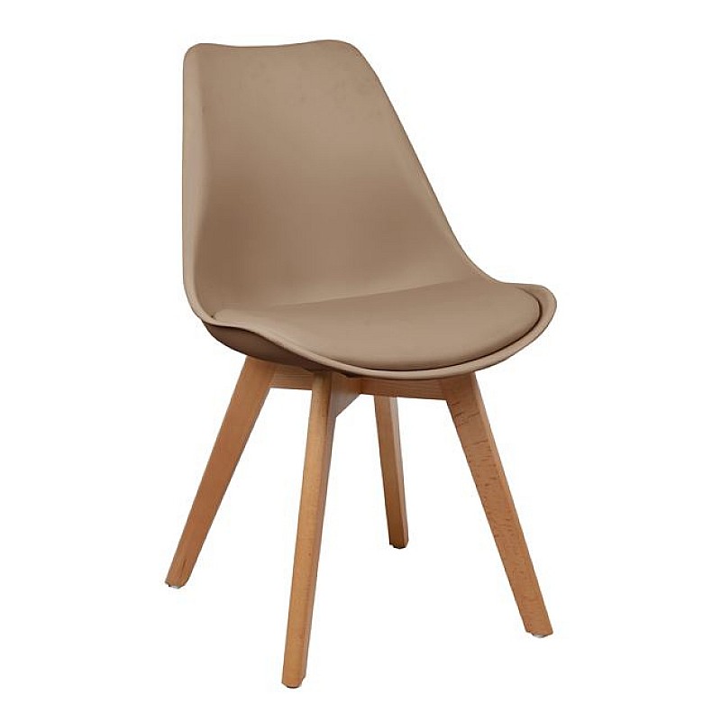 Καρέκλα "ROMA" πολυπροπυλενίου-PU σε χρώμα μόκα 48x52x82