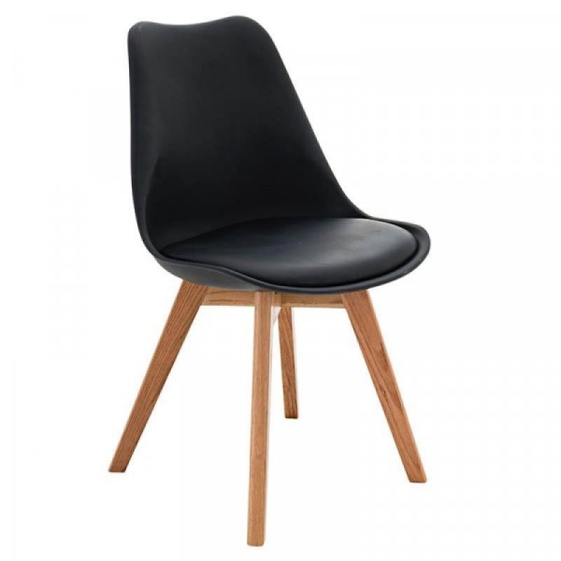 Καρέκλα "ROMA" πολυπροπυλενίου-PU σε χρώμα μαύρο 48x52x82
