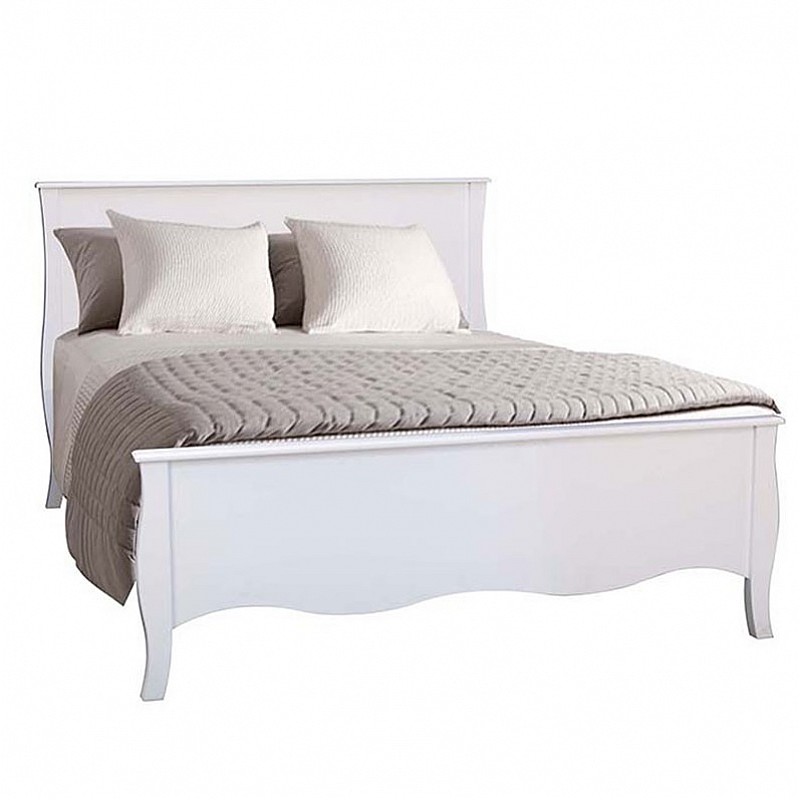 Κρεβάτι διπλό "NOSTALGIA" από ξύλο σε χρώμα λευκό 150x200