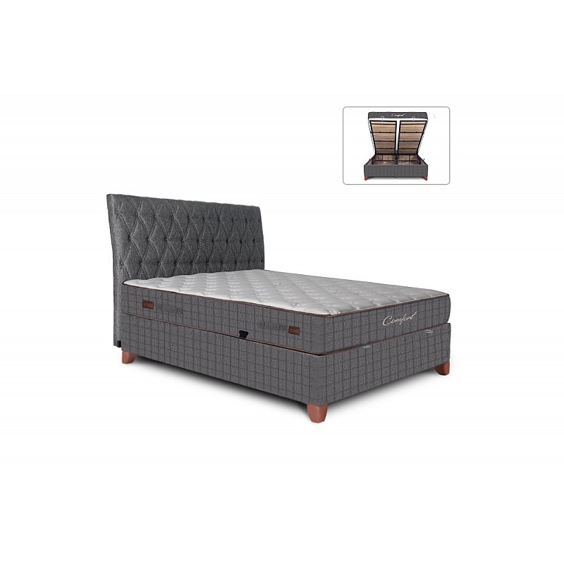 Κρεβάτι Julia klikareto υφασμάτινο με αποθηκευτικό χώρο χρώμα γκρι σκούρο 160x200εκ.