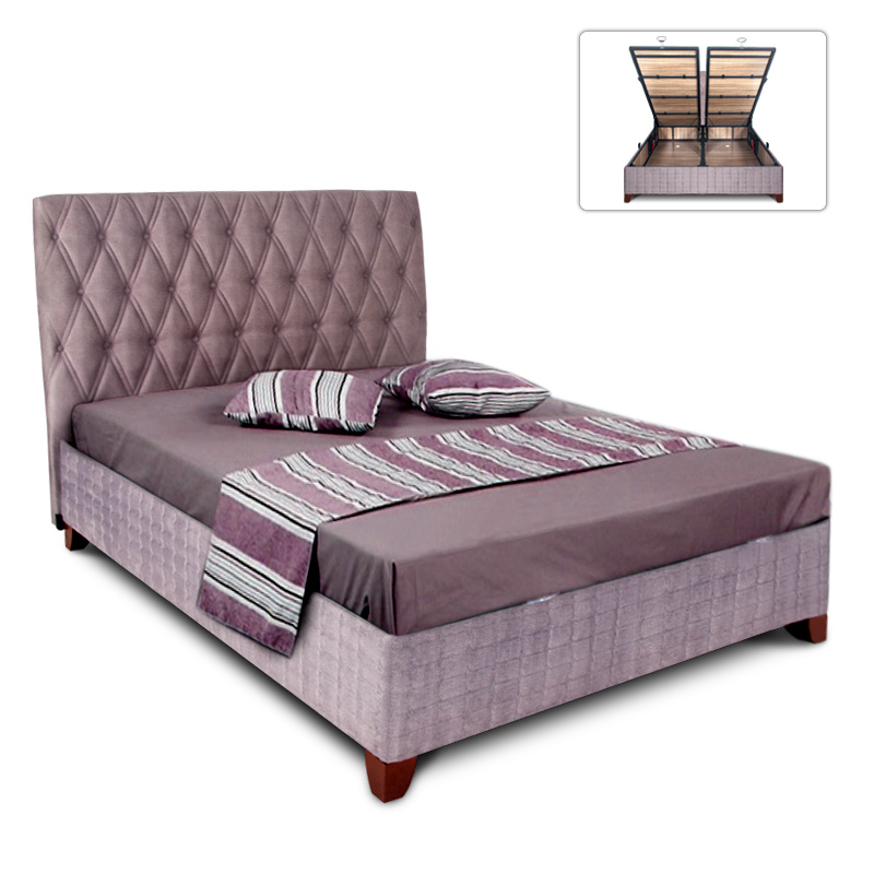 Κρεβάτι Julia klikareto υφασμάτινο με αποθηκευτικό χώρο χρώμα καφέ 160x200εκ.