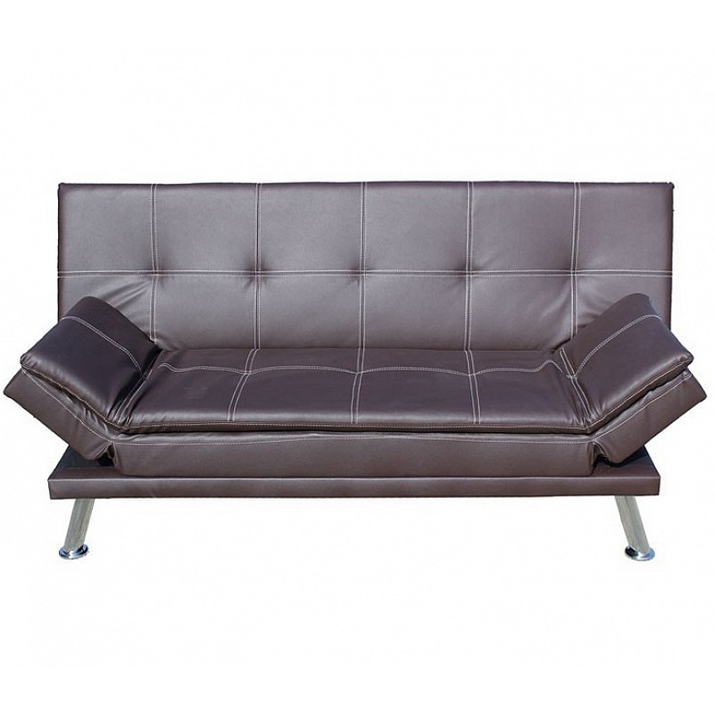 Καναπές-κρεβάτι "VALERIO" τριθέσιος από τεχνόδερμα σε χρώμα σκούρο καφέ 185x84x87