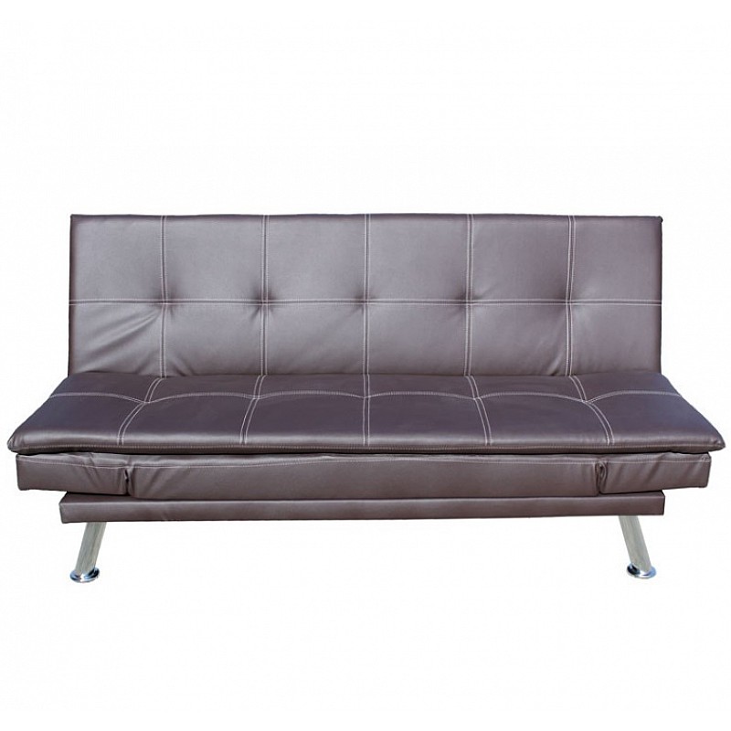 Καναπές-κρεβάτι "VALERIO" τριθέσιος από τεχνόδερμα σε χρώμα σκούρο καφέ 185x84x87