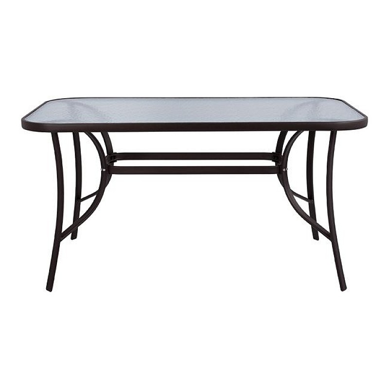 Τραπέζι "BALENO" μεταλλικό/γυαλί σε χρώμα καφέ 140x80x70