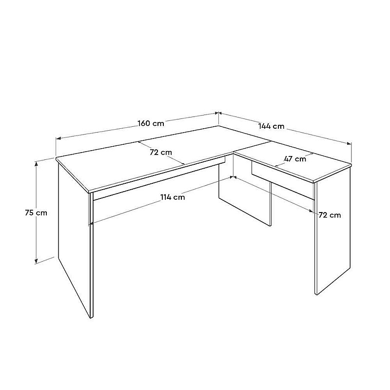 Γραφείο γωνιακό σε χρώμα  σονόμα 160x144x75