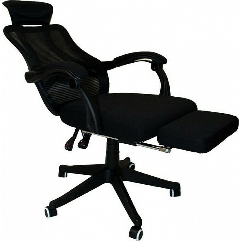 Καρέκλα γραφείου διευθυντή KARMA klikareto με ύφασμα mesh χρώμα μαύρο 60x57x117/129