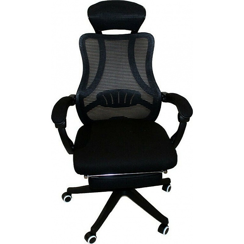 Καρέκλα γραφείου διευθυντή KARMA klikareto με ύφασμα mesh χρώμα μαύρο 60x57x117/129