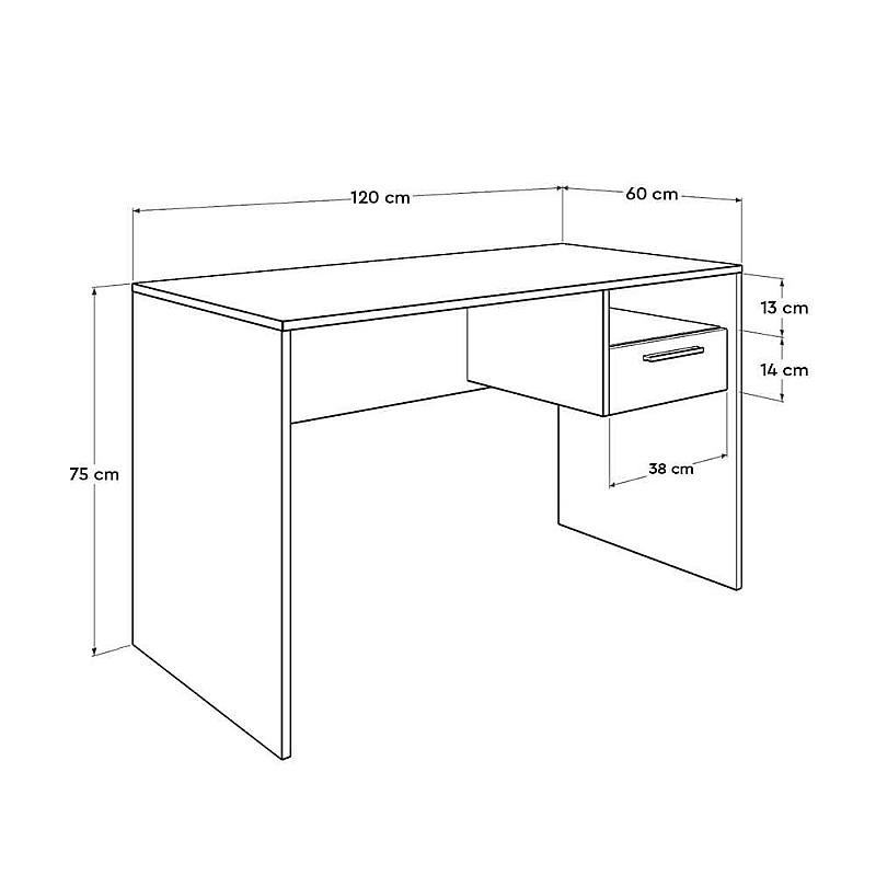 Γραφείο εργασίας σε λευκό χρώμα 120x60x75