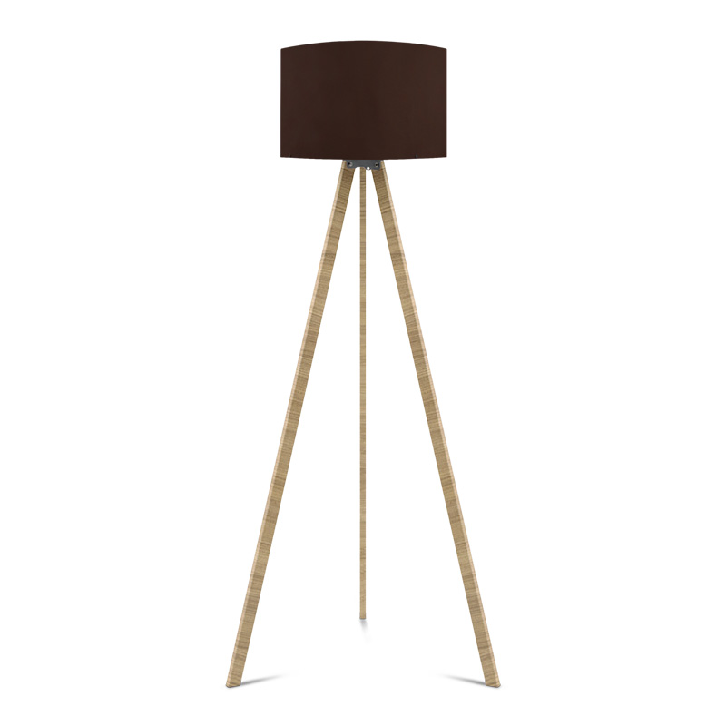 Φωτιστικό δαπέδου "CAPRICCIO" E27 από ξύλο-ύφασμα σε χρώμα σονόμα-καφέ Φ38x140