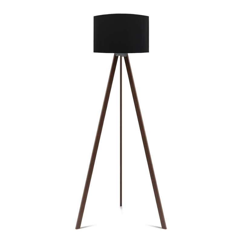 Φωτιστικό δαπέδου "CAPRICCIO" E27 από ξύλο/ύφασμα σε χρώμα σκούρο καρυδί/μαύρο Φ38x140