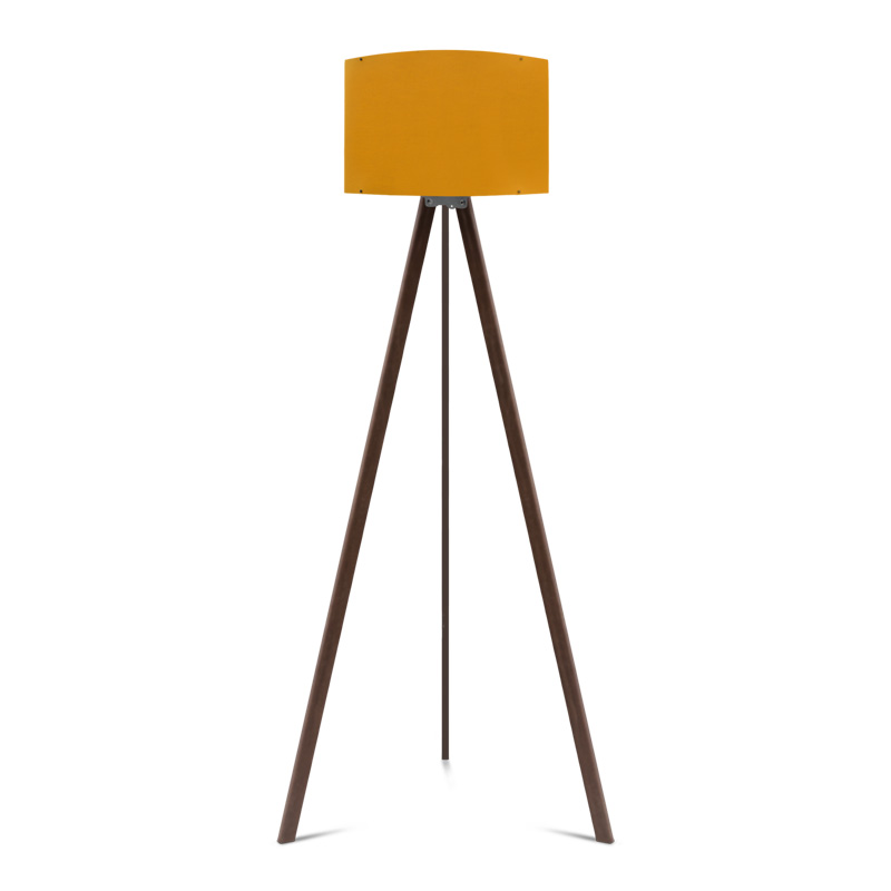 Φωτιστικό δαπέδου "CAPRICCIO" E27 από ξύλο/ύφασμα σε χρώμα σκούρο καρυδί/κίτρινο Φ38x140