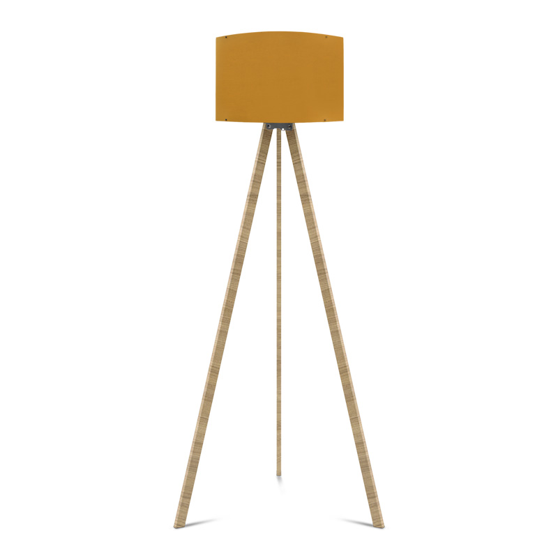 Φωτιστικό δαπέδου "CAPRICCIO" E27 από ξύλο/ύφασμα σε χρώμα σονόμα/κίτρινο Φ38x140