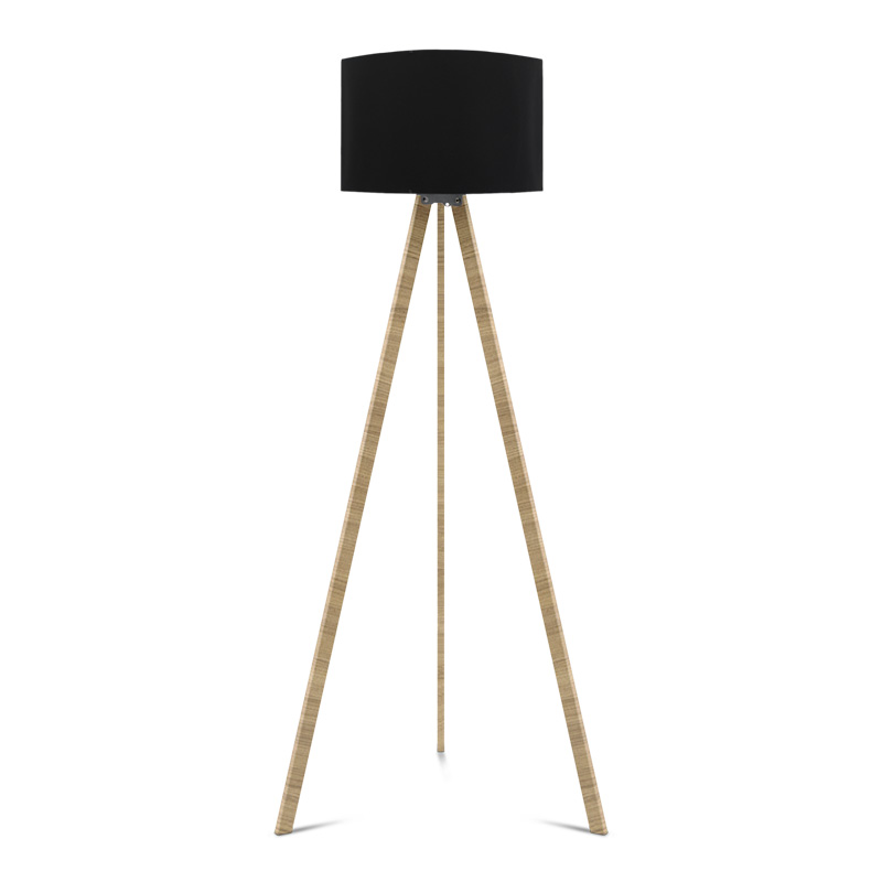 Φωτιστικό δαπέδου "CAPRICCIO" E27 από ξύλο/ύφασμα σε χρώμα σονόμα/μαύρο Φ38x140