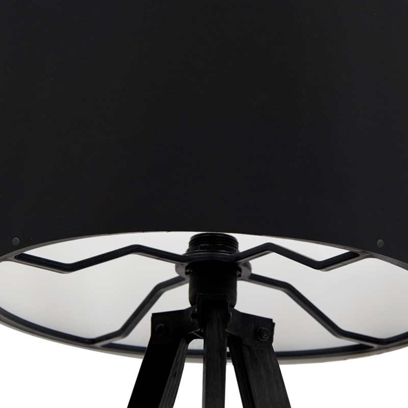 Φωτιστικό δαπέδου "CAPRICCIO" E27 από ξύλο/ύφασμα σε χρώμα μαύρο Φ38x140