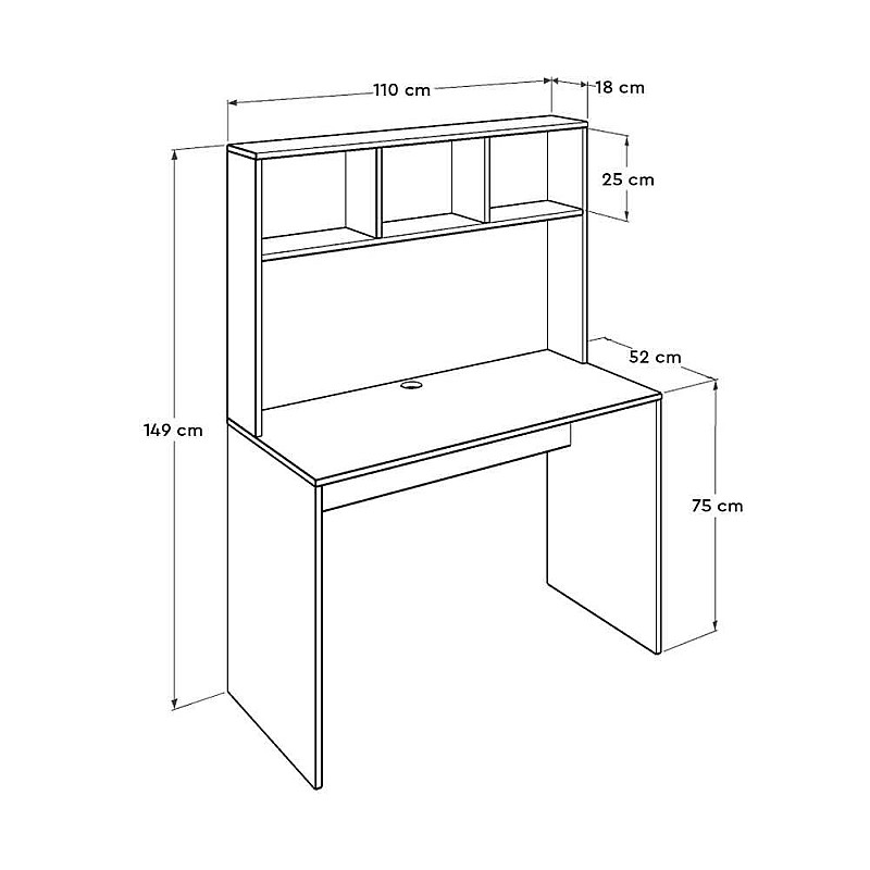 Γραφείο εργασίας σε χρώμα δρυς-λευκό 110x52x149