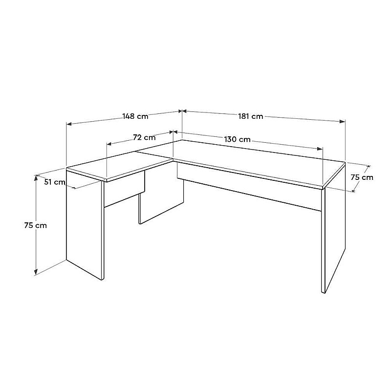 Γωνιακό γραφείο σε χρώμα latte 181x148x75