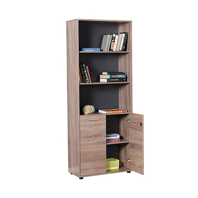 Βιβλιοθήκη γραφείου σε χρώμα latte 72x34x187 Βιβλιοθήκη γραφείου σε χρώμα latte 72x34x187