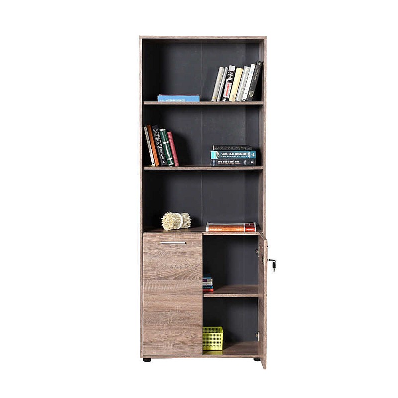 Βιβλιοθήκη γραφείου σε χρώμα latte 72x34x187 Βιβλιοθήκη γραφείου σε χρώμα latte 72x34x187