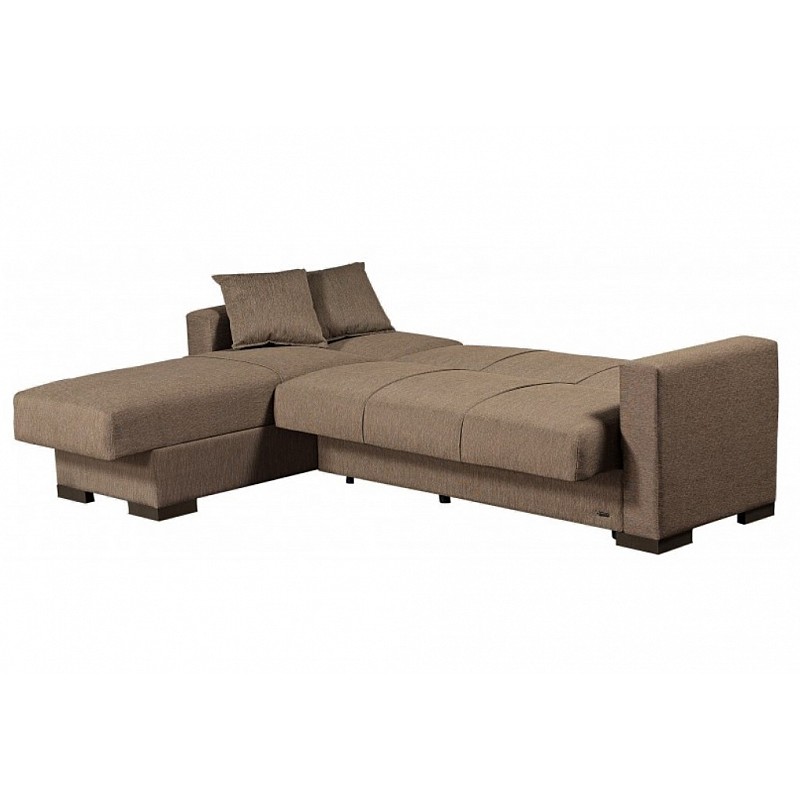 Γωνιακός καναπές-κρεβάτι "CLARK" υφασμάτινος σε καφέ χρώμα 270x165x84