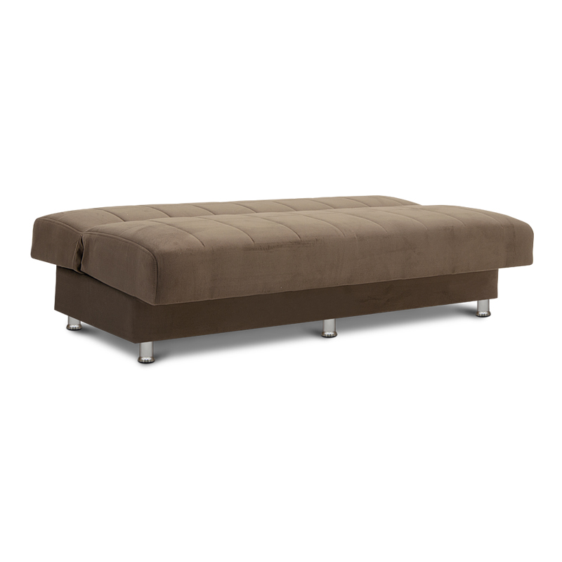 Καναπές κρεβάτι "ΤΙΝΤ" τριθέσιος υφασμάτινος σε χρώμα βελούδινο καφέ 183x74x80