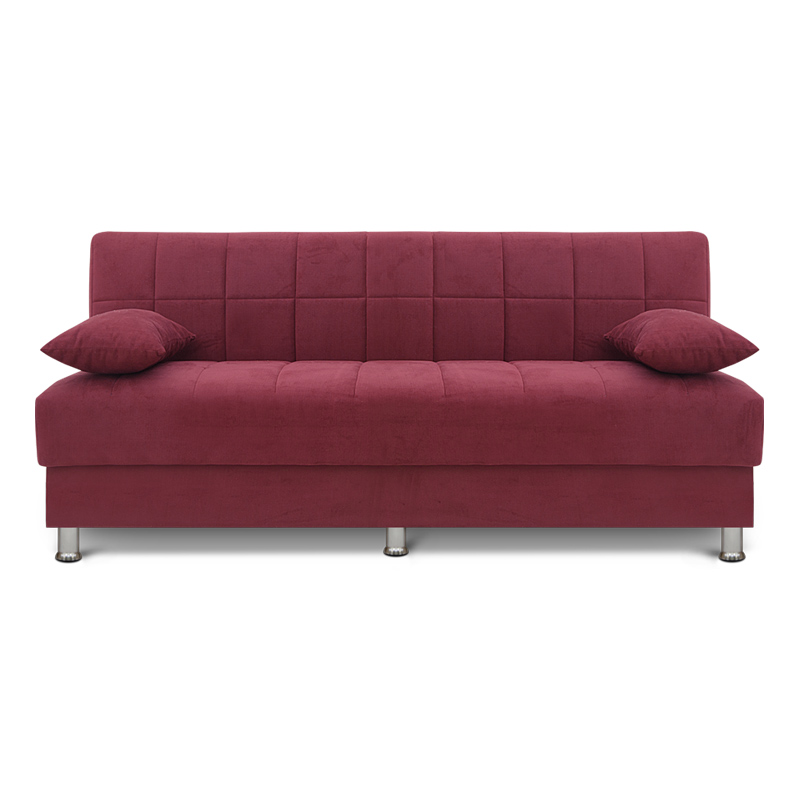 Καναπές κρεβάτι "ΤΙΝΤ" τριθέσιος υφασμάτινος σε χρώμα βελούδινο μπορντώ 183x74x80
