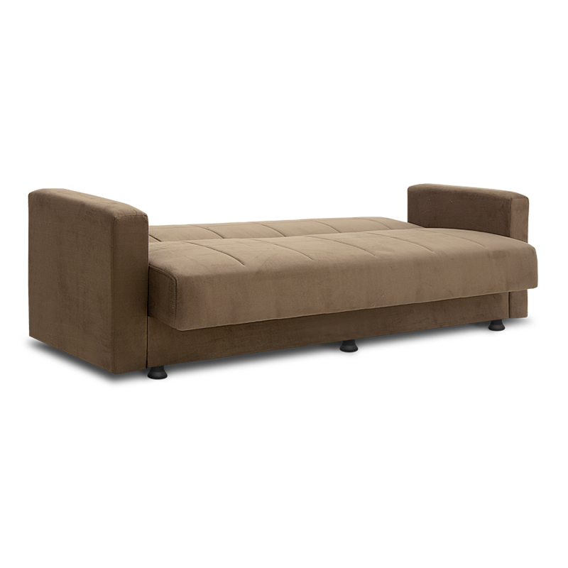 Καναπές κρεβάτι "MARBELLA" τριθέσιος υφασμάτινος βελούδινος σε χρώμα καφέ 214x78x78