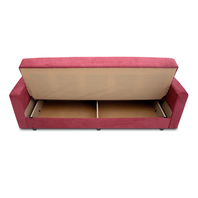 Καναπές κρεβάτι "MARBELLA" τριθέσιος υφασμάτινος σε χρώμα μπορντώ 214x78x78