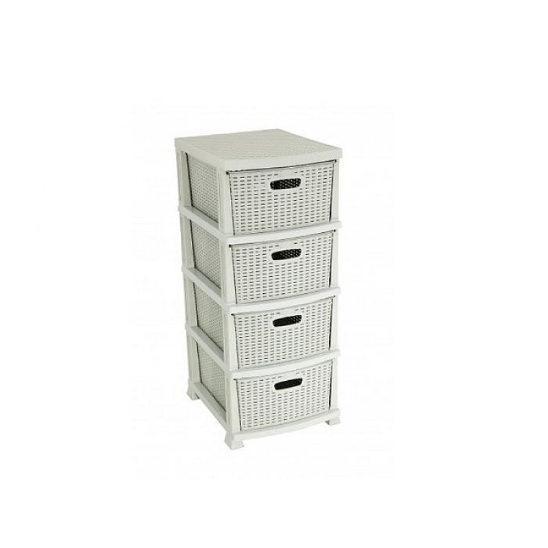 Συρταριέρα αποθήκευσης "RATTAN" σε χρώμα μπεζ 38x47x92