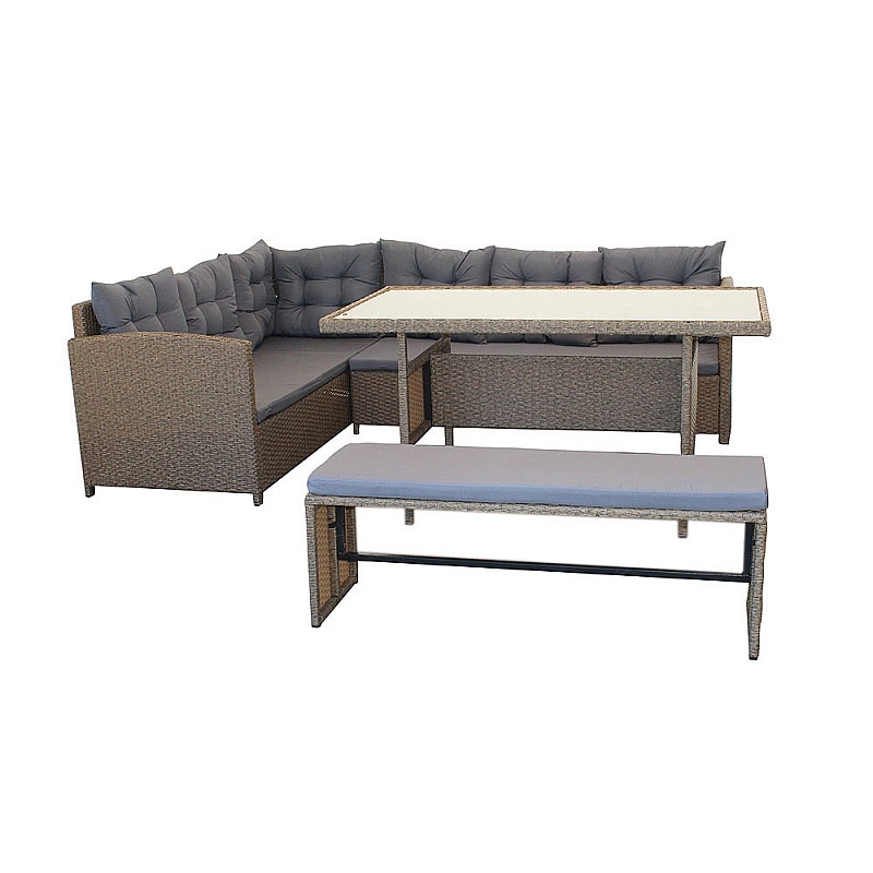 Σετ κήπου "ELIZABETH" από wicker σε χρώμα φυσικό 249/164x72x74