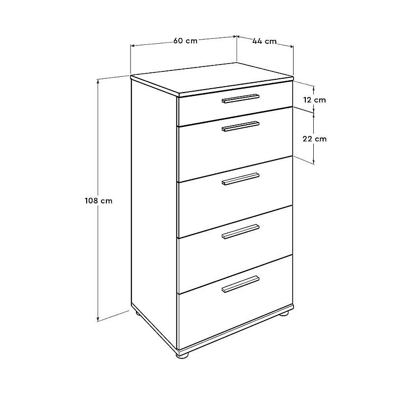 Συρταριέρα σε χρώμα σονόμα 60x44x108