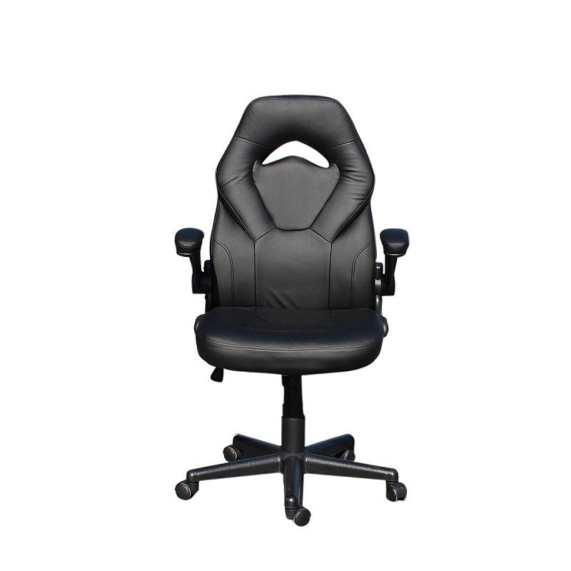 Πολυθρόνα "GAMING" από PVC/PU με ανακλινόμενα μπράτσα σε χρώμα μαύρο 62x67x110/120