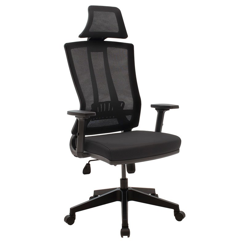Καρέκλα γραφείου διευθυντή EDY ύφασμα mesh ανθρακί-μαύρο 66x63x124/134