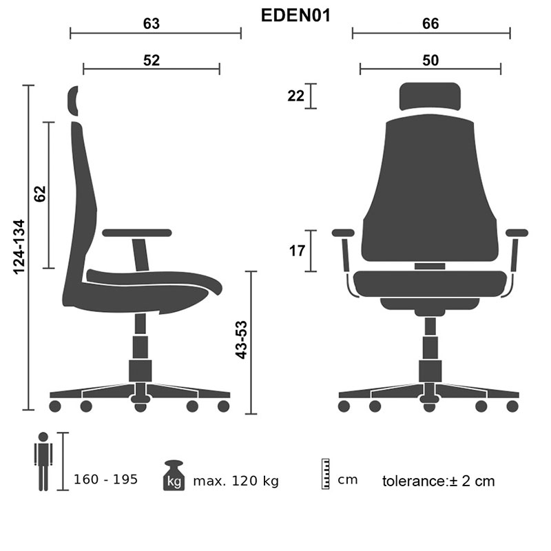 Καρέκλα γραφείου διευθυντή EDY ύφασμα mesh μαύρο 66x63x124/134