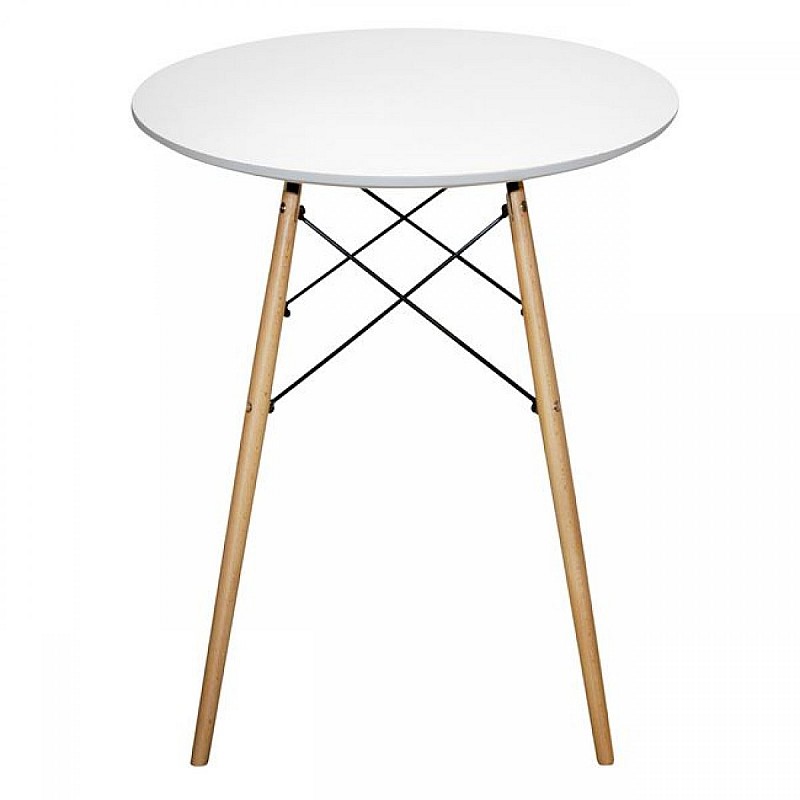 Τραπέζι στρόγγυλο "SNOW" από ξύλο/mdf σε χρώμα λευκό/φυσικό Φ60x75