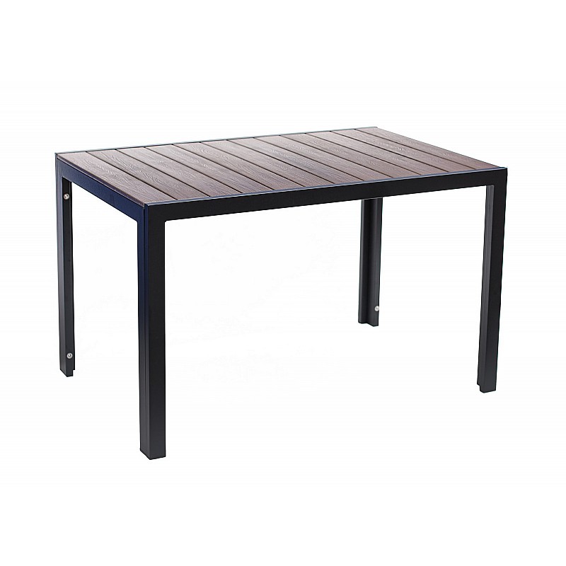 Τραπέζι κήπου "ANGELO" από ενισχυμένο αλουμίνιο/polywood σε χρώμα μαύρο/σκούρο καφέ 120x80x72