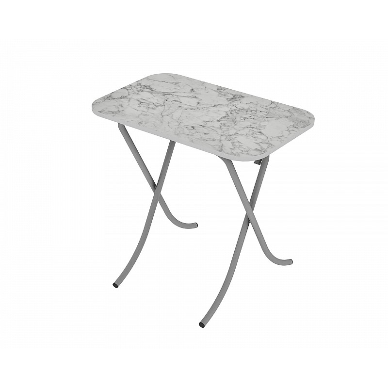Tραπέζι "MOUNTAIN TOP" ορθογώνιο πτυσσόμενο από mdf/μέταλλο σε χρώμα λευκό μαρμάρου 50x80x75