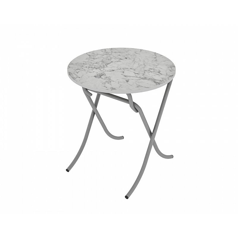 Τραπέζι στρόγγυλο "MOUNTAIN TOP" από mdf/μέταλλο σε χρώμα λευκό μαρμάρου Φ70x75