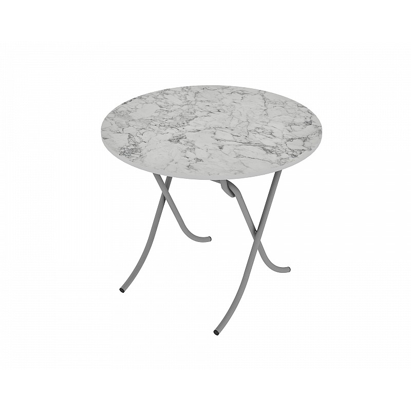 Τραπέζι στρόγγυλο "MOUNTAIN TOP" από mdf/μέταλλο σε χρώμα λευκό μαρμάρου Φ90x75