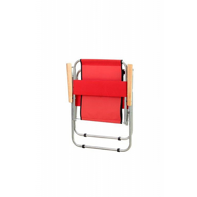 Πολυθρόνα παραλίας πτυσσόμενη από ύφασμα/μέταλλο/ξύλο σε κόκκινο/ασημί χρώμα 55x50x78